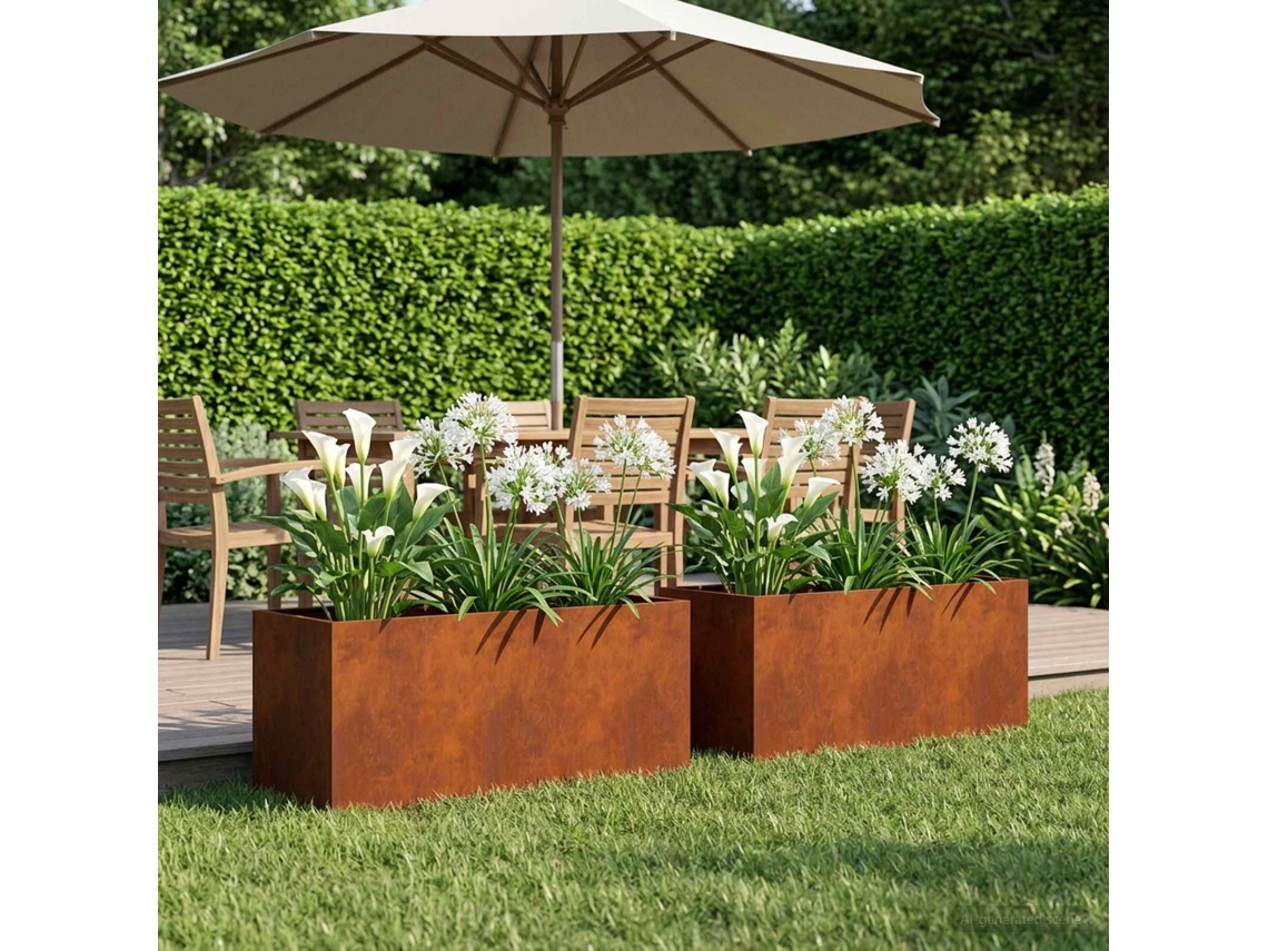 Vidaxl Vaso De Jardim 2 Unid. Ferro Enferrujado 80 X 40 X 40 Cm