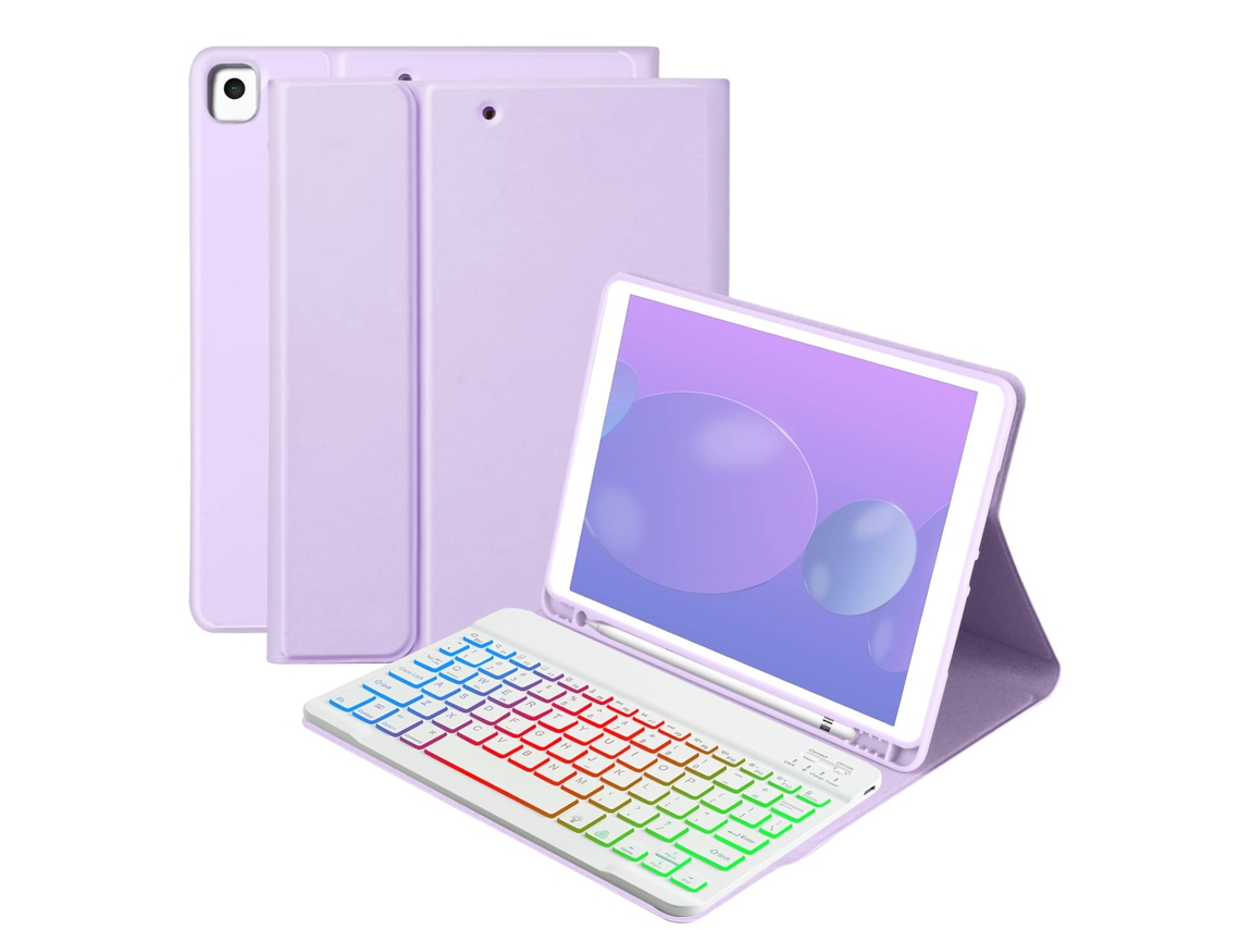 Capa Teclado Bluetooth Czhhmart Para Ipad Air3/pro (10.5) Polegadas,teclado Magnético Retroiluminado (roxo)
