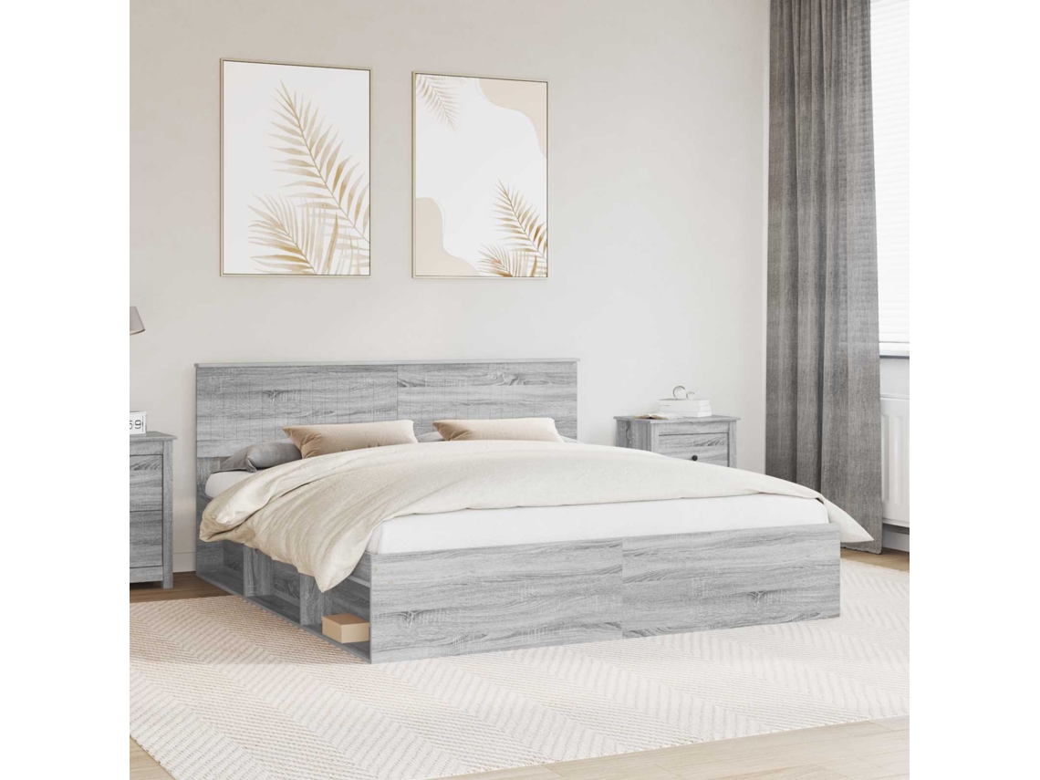 Vidaxl Estrutura Da Cama Com Cabeceira Cinza Sonoma 180 X 200 Cm