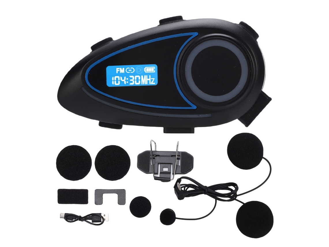 Fone de ouvido para capacete de motocicleta, Bluetooth, LCD, rádio FM | EOOCOO