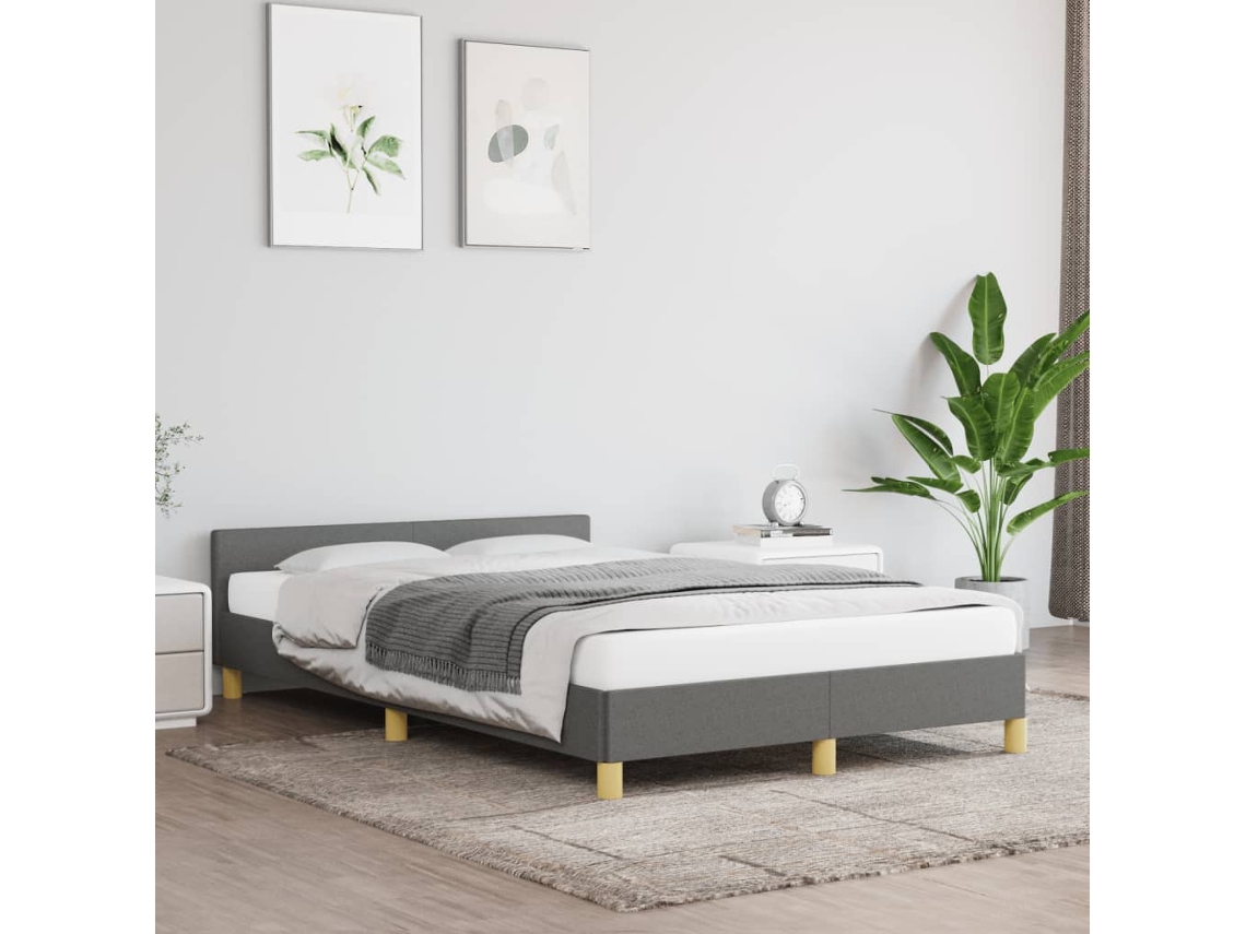 Vidaxl Estrutura De Cama Sem Colchão Cinza Escuro 120x190 Cm Tecido