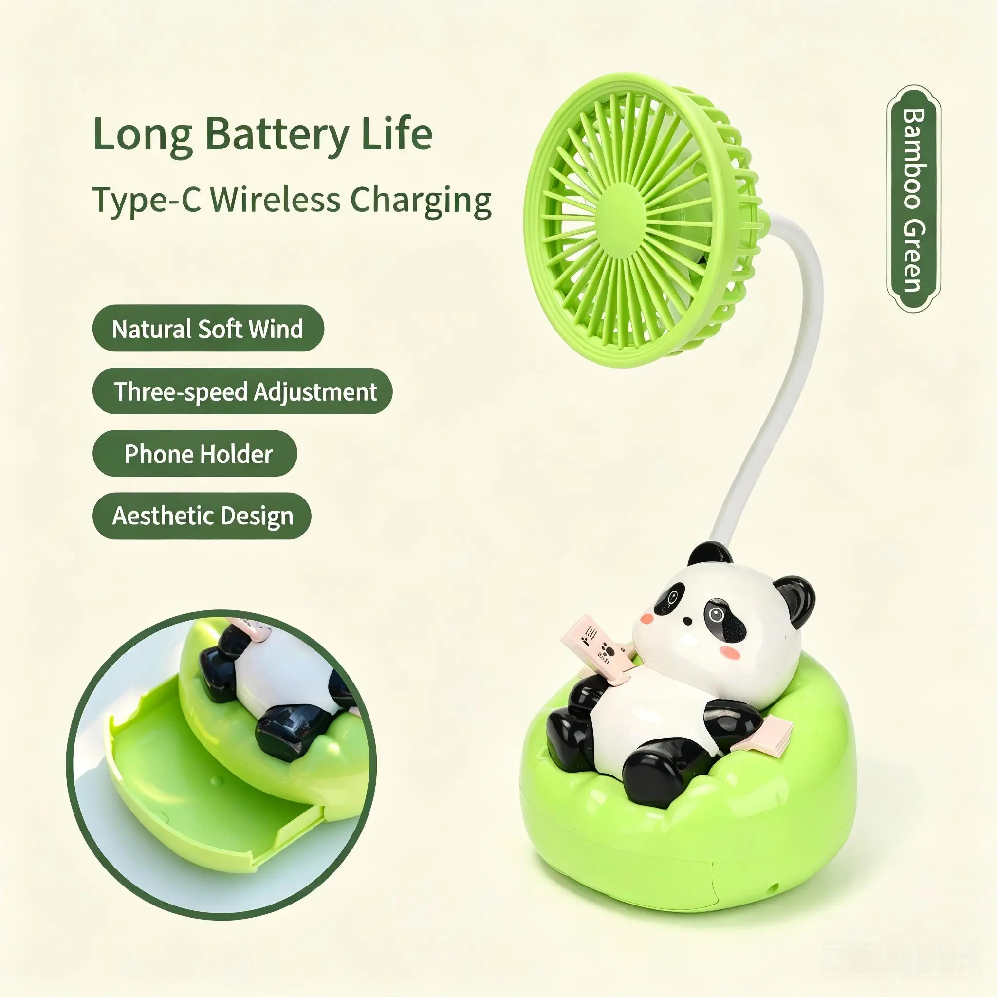 Ventilador Recarregável MDUG com Três Velocidades e Interface USB