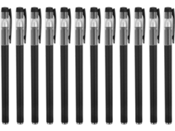 Conjunto De 12 Canetas Em Gel Com Ponta Fina 0,5 Mm, Rollerball Pretas