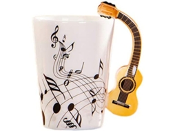 Nova Line caneca de Cerâmica Estilo Guitarra Musical com Notas para Café Chá 8.5oz Presente Único