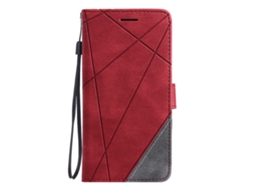 Capa De Couro Sintético Com Costura Que Imita A Pele, Compatível Com Oppo, Com Pvermelho - Oppo A58 4g
