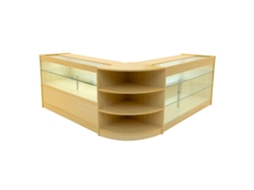 Conjunto de Balcões Comerciais MonsterShop Calliope, Maple, K1500C1500LM60, MDF e Vidro Temperado