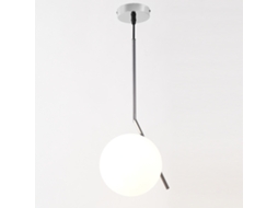 Luminária Pendente Moon Ø18cm Cristal Opalino E27, Design Moderno Em Prata Brilhante Para Interiores Elegantes Alpinaluz