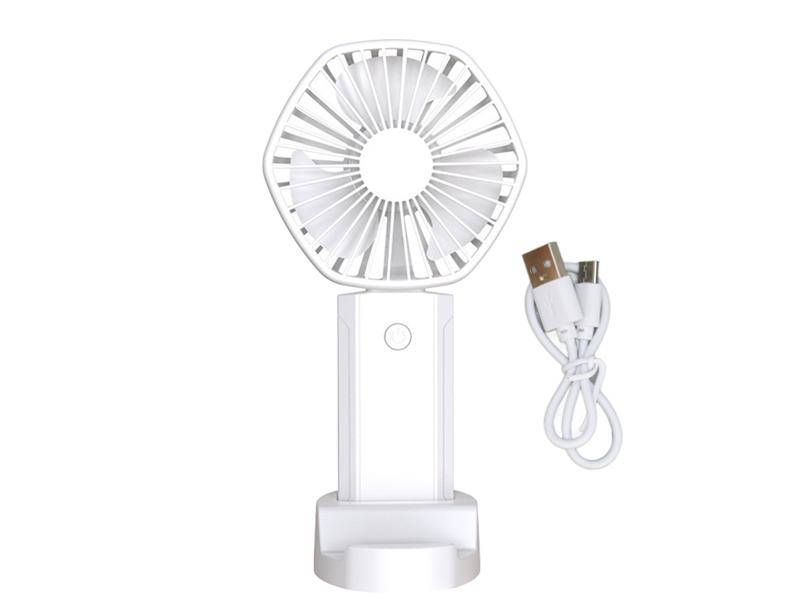 Ventilador Portátil Usb Recarregável 3 Velocidades Branco