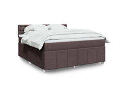 Vidaxl Cama Com Molas/colchão 180x200 Cm Tecido Castanho-escuro