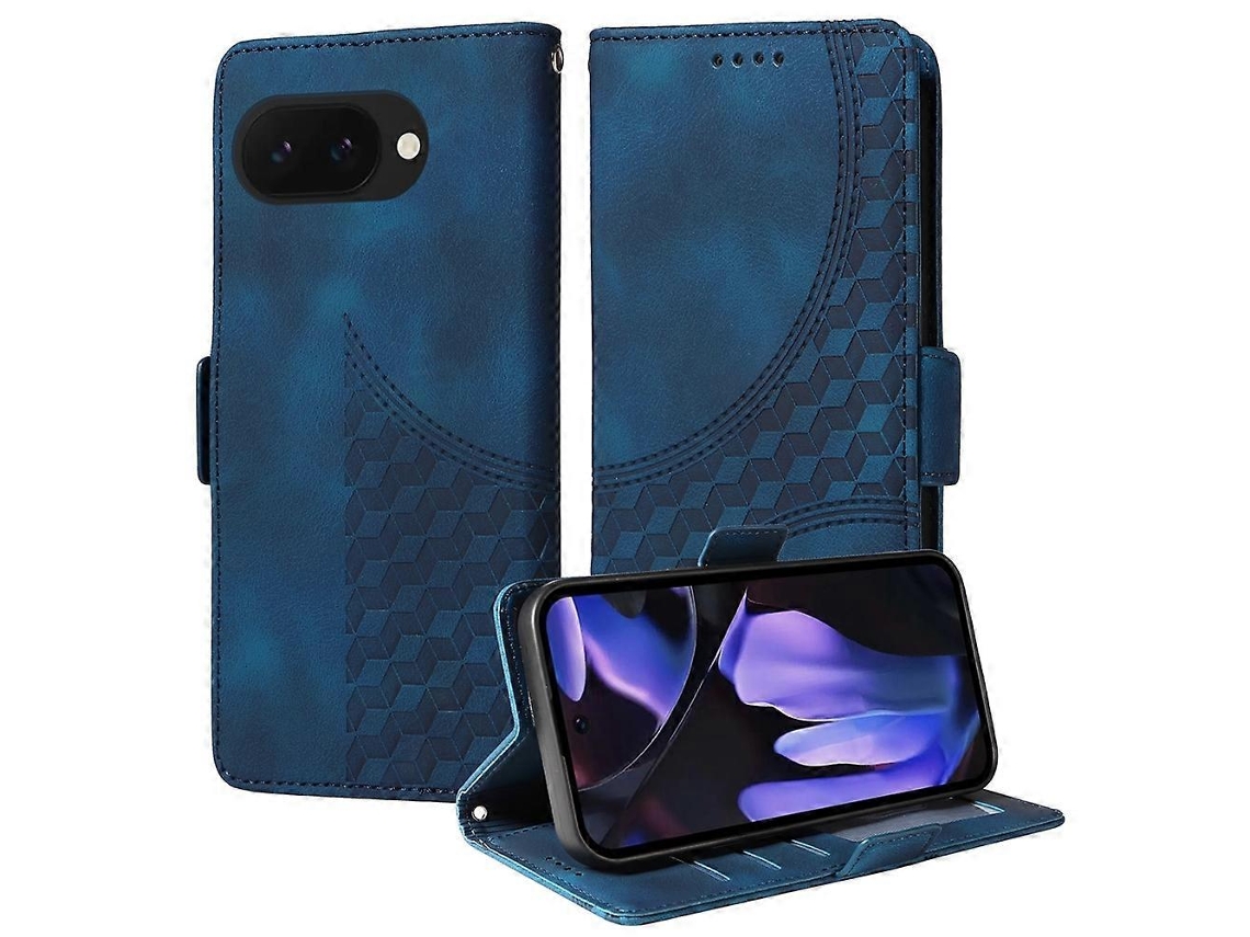 Capa De Celular De Couro Estrelado Com Losangos Em Relevo