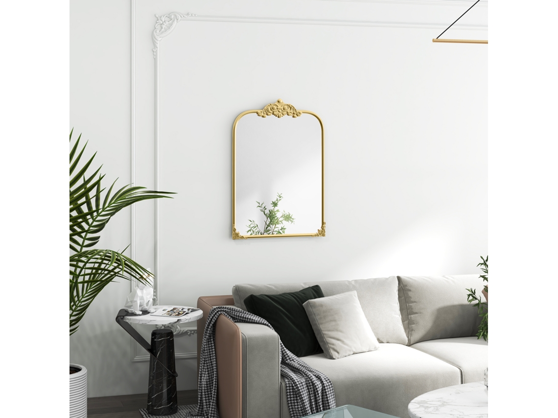 Wall Mirror, Stylish, 60x3x87cm, Gold Tone