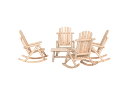 Vidaxl 5 Pcs Conjunto Lounge De Jardim Madeira De Abeto Maciça