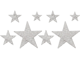 Conjunto Com 2 Adesivos De Strass Em Formato De Estrela, Prateados, Fáceis De Aplicar.