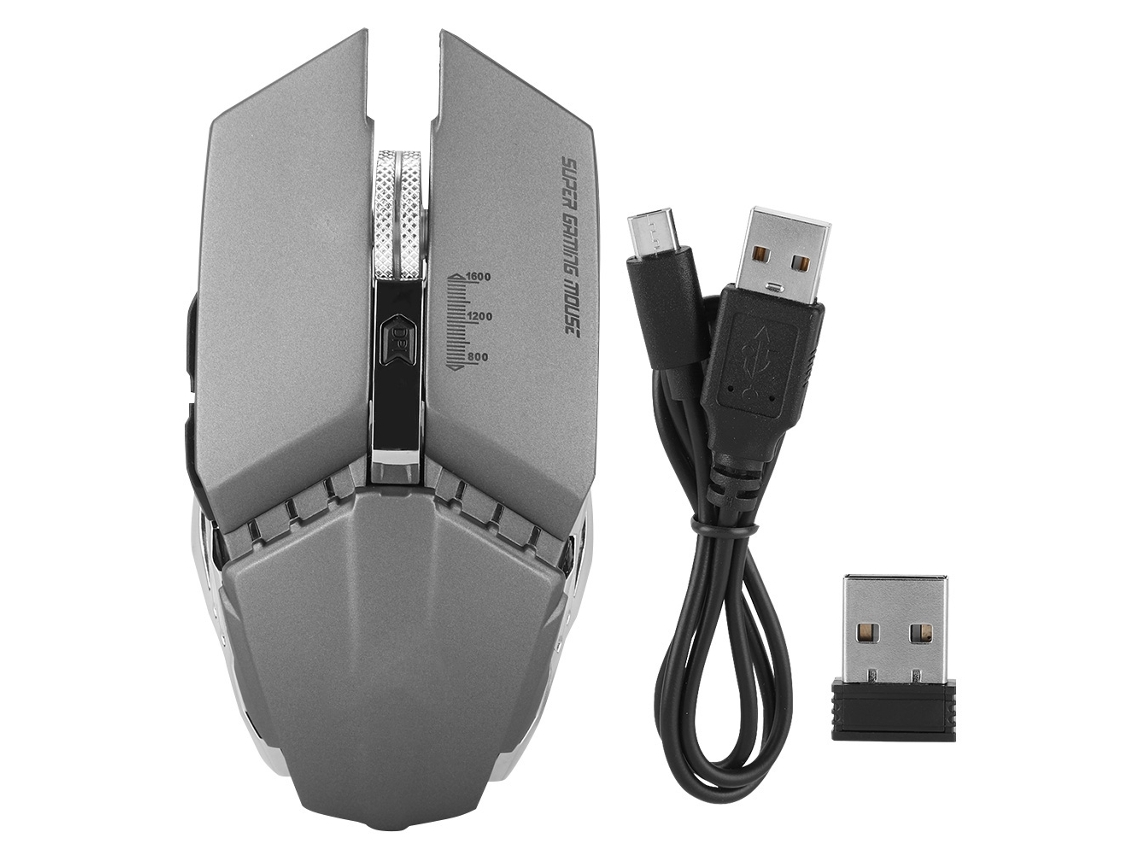 Mouse Gamer Mouse Gamer Mecânico Iluminado Silencioso Sem Fio Recarregável (modelo X11) (cinza Metálico)LAXISCREED (sem Fio Silencioso)