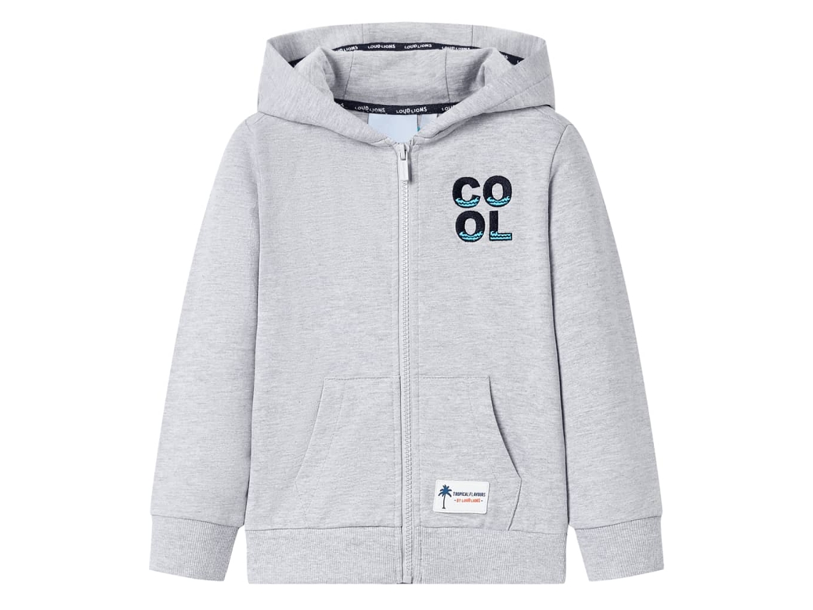 Sweatshirt Para Criança Com Capuz E Fecho Cinzento 92