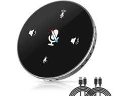 Microfone Usb 360° Omnidirecional Tela Led Botão Mudo Reuniões Zoom Skype Mac/windows Preto Yizhood
