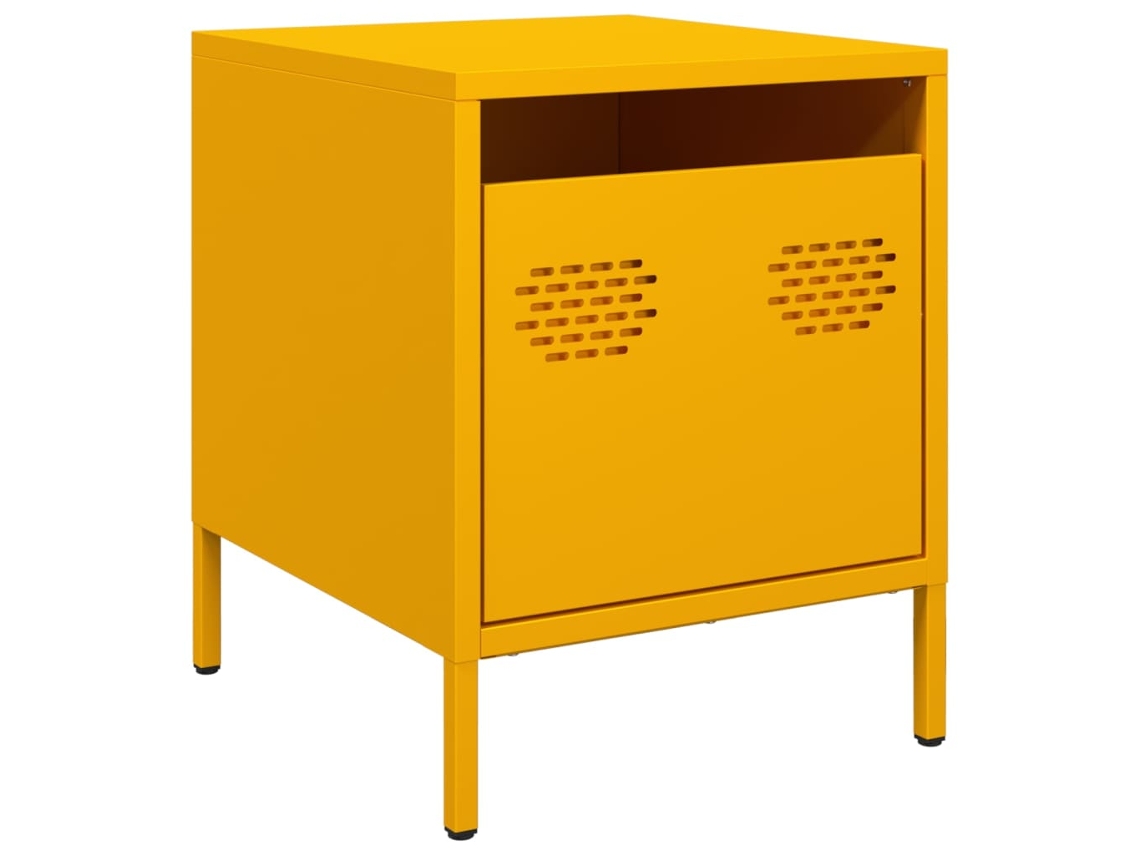 Mesa de cabeceira VIDAXL Amarelo Metal (35x39x43,5 cm)