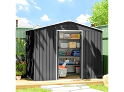 Galpão Externo Cinza Escuro 3,6 M², 236x171x191 Cm, Com Portas Deslizantes E Aberturas De Ventilação Para Jardim