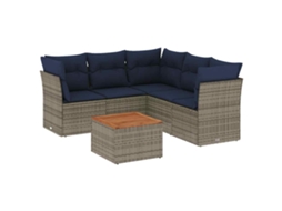 Conjunto de 6 Sofás P/ Jardim C/ Almofadões Vime Pe Cinzento MAISON EXCLUSIVE (6 pcs)