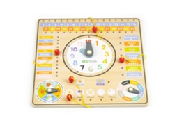 Tábua de Manipulação de Madeira com Calendário e Relógio ECOTOYS