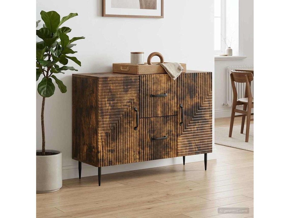 Vidaxl Buffet Carvalho Fumado 89 X 34,5 X 60 Cm Derivados De Madeira