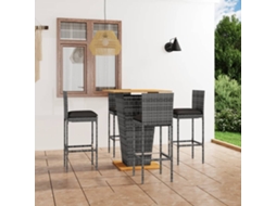 Pcs Conjunto De Bar P/ Jardim C/ Almofadões Vime Pe Cinza Dkd Home Decor