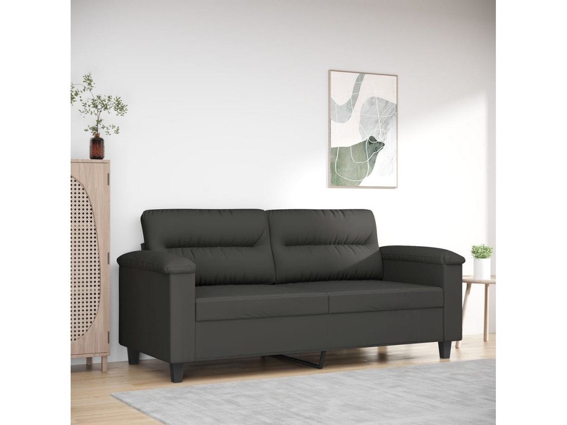 Sofá de 2 Lugares 140 Cm Tecido de Microfibra Cinzento-Escuro
