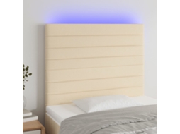 Vidaxl Cabeceira De Cama C/ Led Tecido 90x5x118/128cm Crème