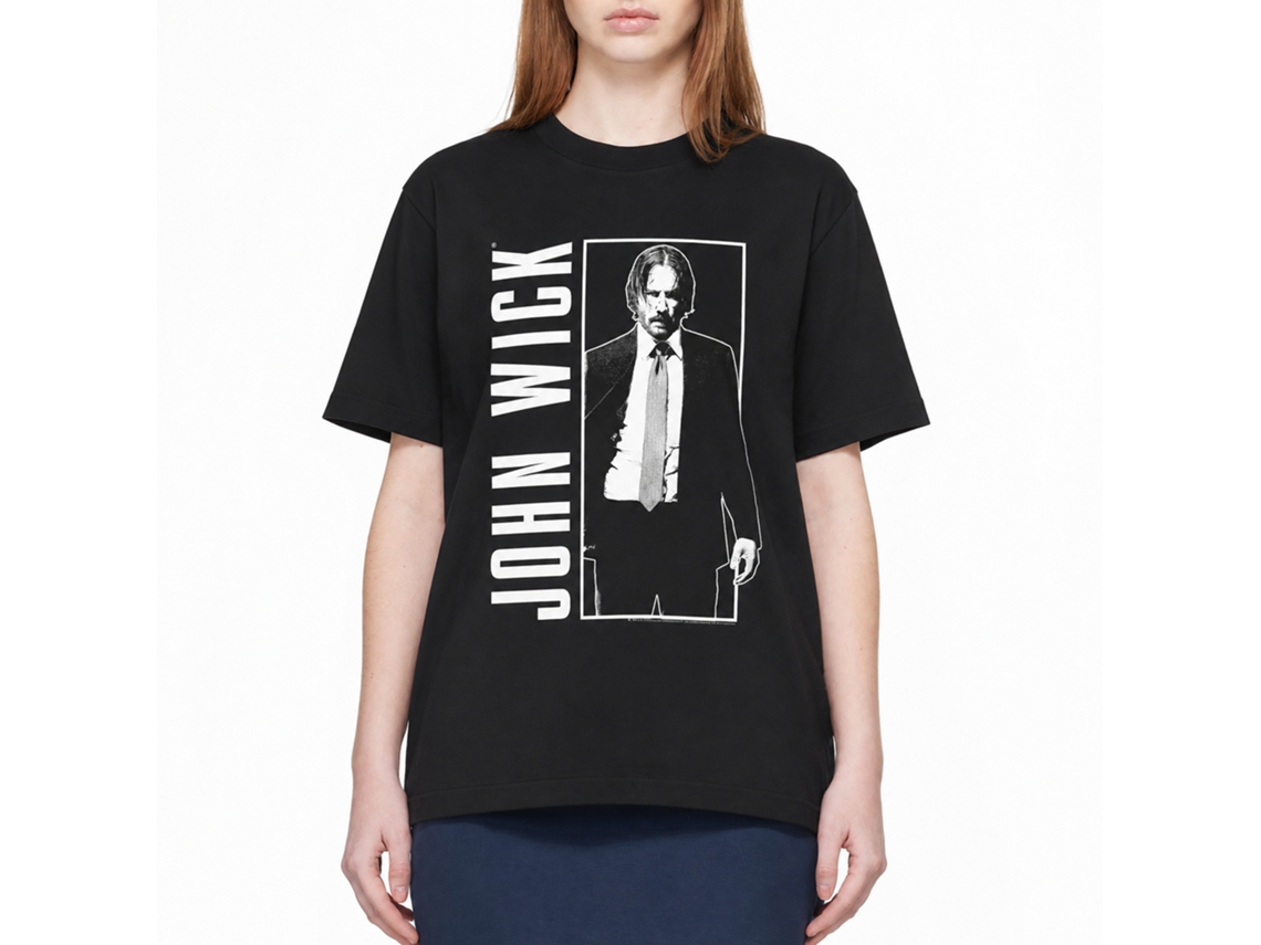 Rockinstone John Wick Simple Bw Black Adult T-shirt Size:l
