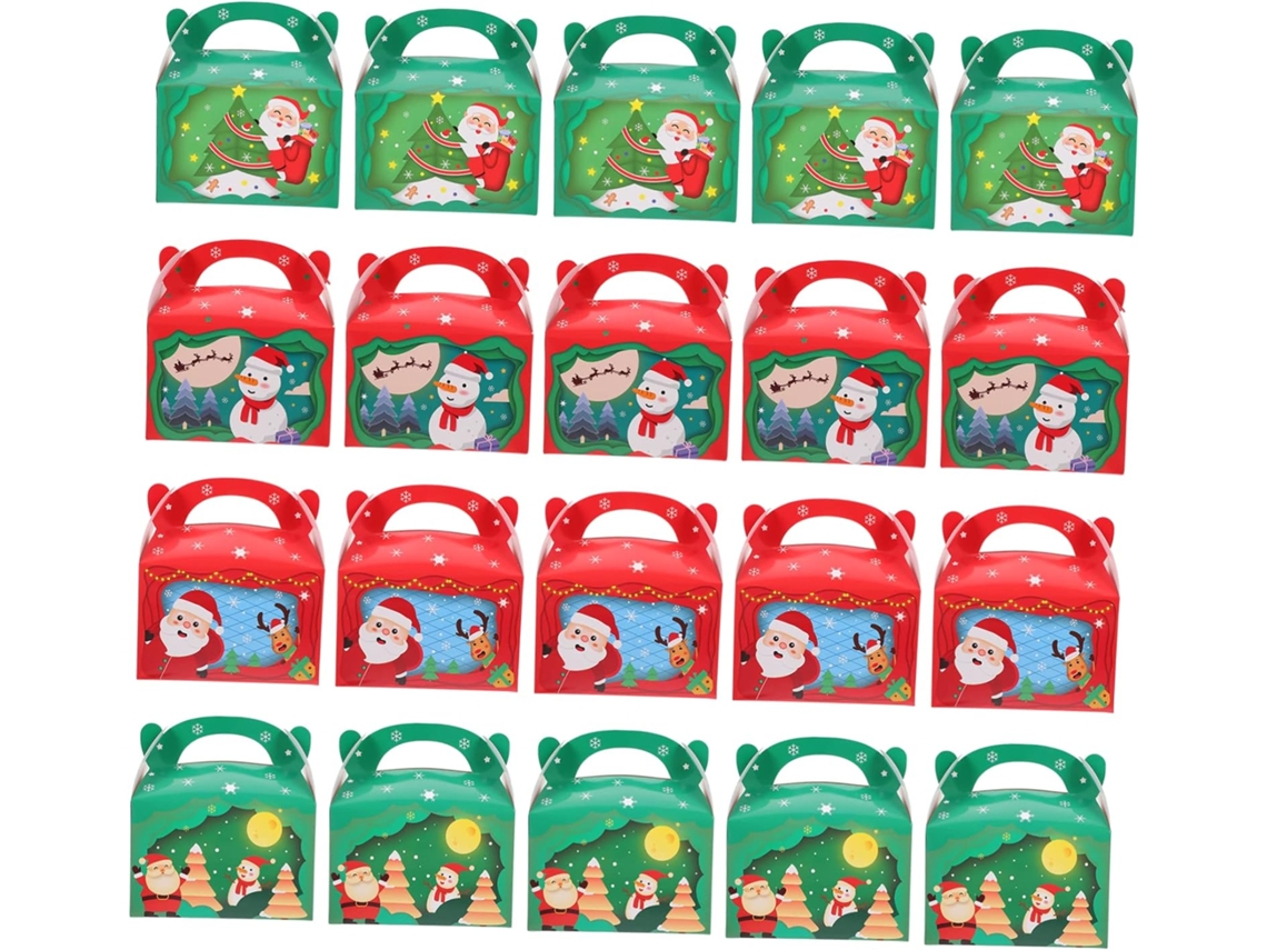 Caixas Temáticas De Natal, 20 Unidades, Sacola De Doces Portátil E Impressa. Gokoco