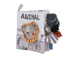 Mali livro de Tecido para Bebê Mastigável 3d Educativo Animal Leão Cinza Branco para Acima de 4 Meses