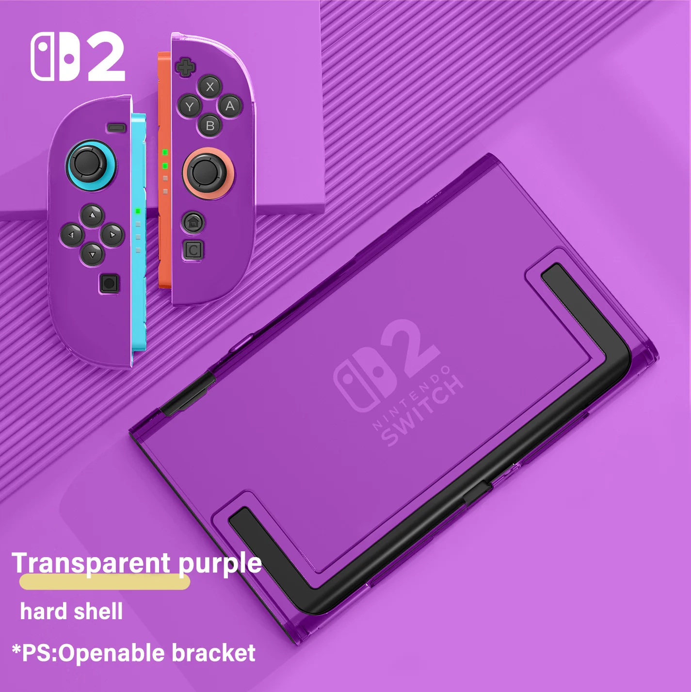 Capa Proteção Split Para Nintendo Switch2 Resistente A Choques Dock Compatível 1pc Capa Dura Roxa Ts