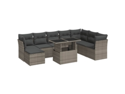 Conjunto de 9 Sofás para Jardim com Almofadões Vime Pe Cinzento MAISON EXCLUSIVE (90x200 cm)