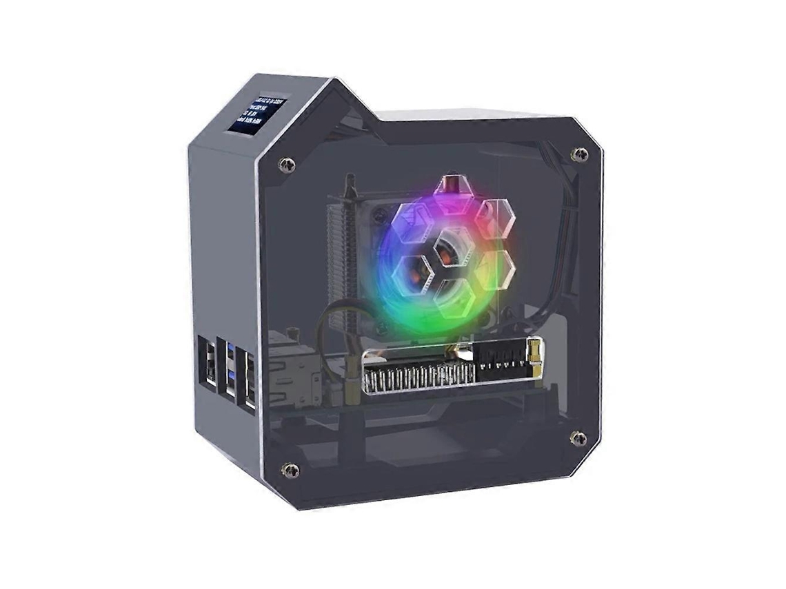 Kit De Ventoinhas Para Raspberry Pi 5mini Tower Com Conector Jst De 4 Pinos, Tela Oled De 0,96 Polegadas E Sistema De Resfriamento Ativo Com Plugue Am