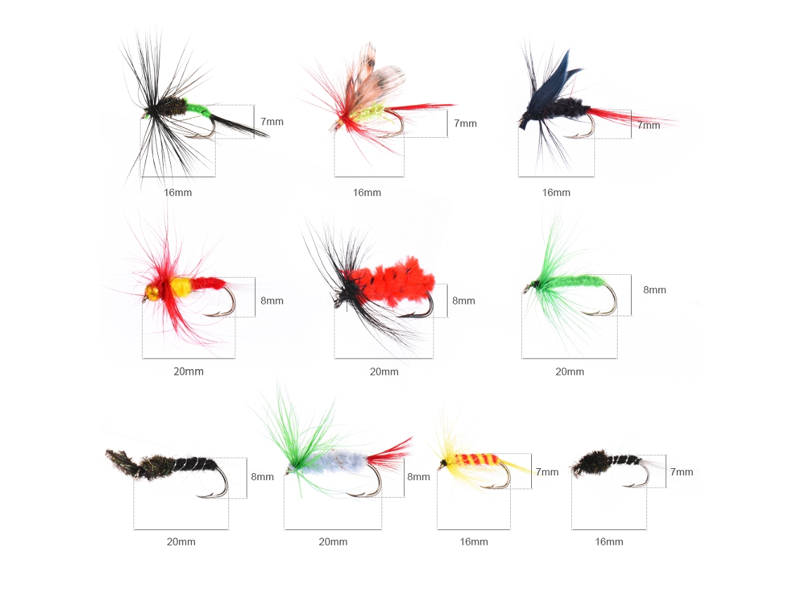 Kit Iscas Pesca Fly com 100 Iscas e Caixa