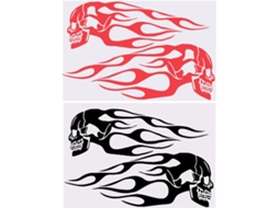 Adesivos Para Tanque De Óleo De Motocicleta Com Design De Caveira, 2 Pares Em Material Bk