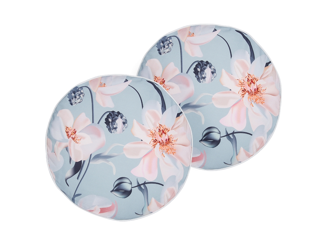 Conjunto De 2 Almofadas De Exterior Beliani Apricale De Poliéster Azul 40x40x10