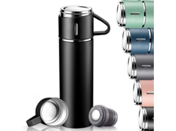 GARRAFA térmica Nova Line inox 500ml com tampa anti vazamento, mantém quente/frio, preta