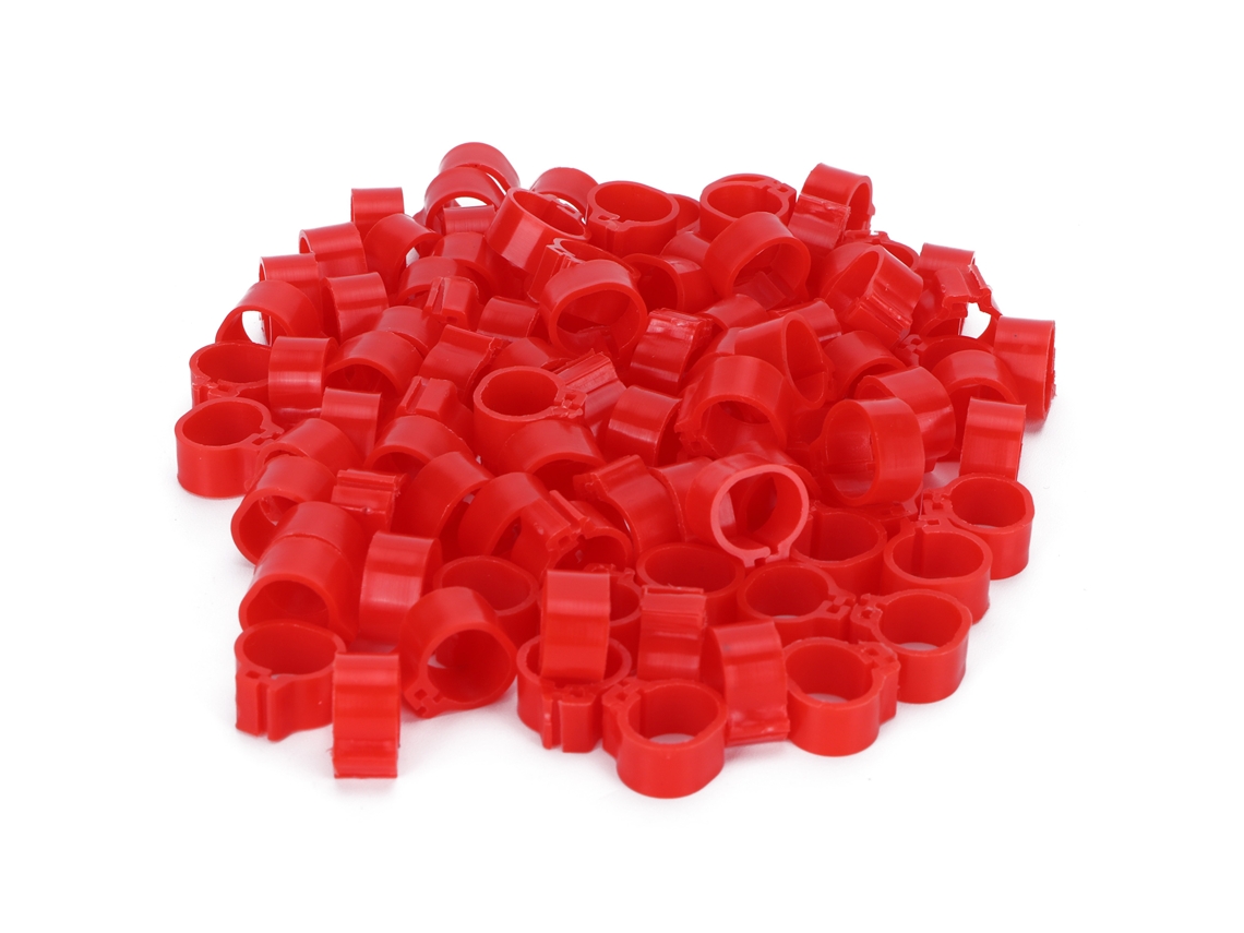 Anéis de Pé para Pombos Vermelhos 10mm 200 Peças Sem Marcação Primerox