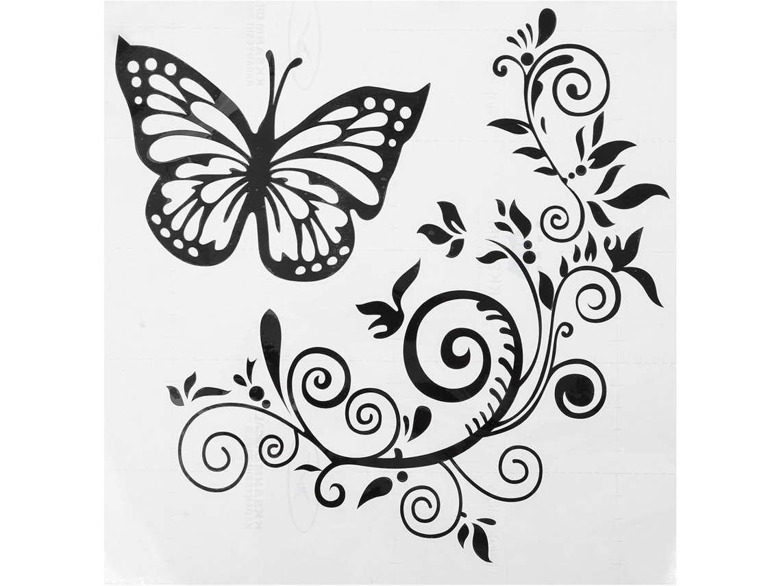 Adesivo Decorativo Para Carro Com Flores Pretas, Vinil Durável Que Não Deixa Resíduos.