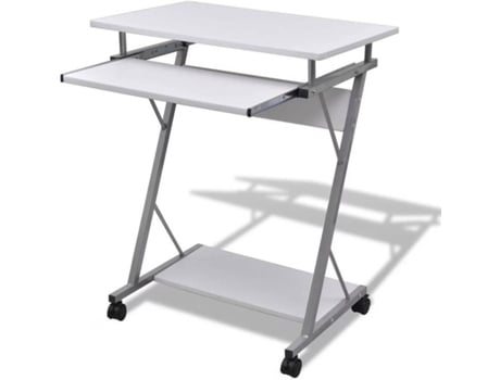 Secretária  Computador com Prateleira de Puxar Branco