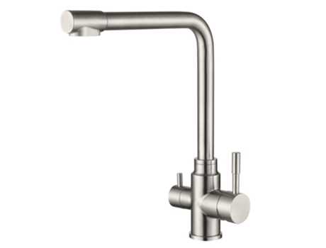 Torneira de Cozinha de Osmose de 3 Vias com 2 Saídas de Aço Escovado Triavi Hibera GRIFERS
