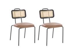 Sillas Modernas Con Respaldo De Ratán Beliani Adelanto De Hierro Marrón 48x58x81