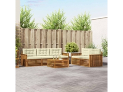 Vidaxl Conjunto De Sofás Para Exterior 6 Unid. Natural E Creme