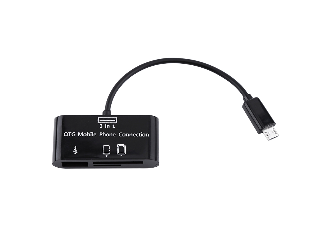 Leitor de Cartões OTG Micro USB 3 em 1 EOOCOO, conexão móvel