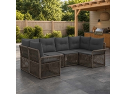 Vidaxl Conjunto De Sofá De Jardim 6 Unid. 6-número De Lugares Cinzento