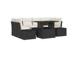 Conjunto 7 Sofá De Jardim Vidaxl Preto Vime Pe (100 X 55 X 73 Cm)