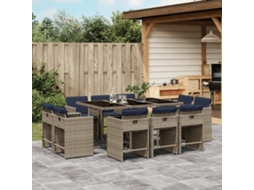 Vidaxl Conjunto De Jantar Para Jardim Com 11 Peças E Almofadas, Em Rattan Sintético Cinza