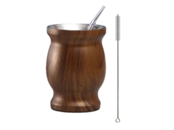 Xícara de Mate de 240 Ml, Aço Inoxidável 304, Design de Parede Dupla, Estilo Argentino. MDUG (marrom)