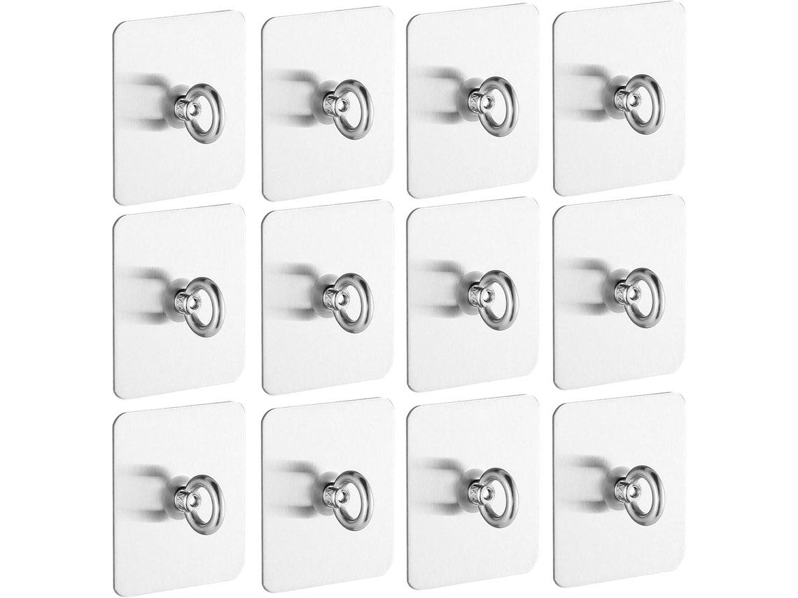 Conjunto De 12 Ganchos Adesivos Parede Em Aço Inoxidável, Sem Necessidade De Pregos, 6x 6cm 2, 4x 2, 4pol, Fixam Se Sem